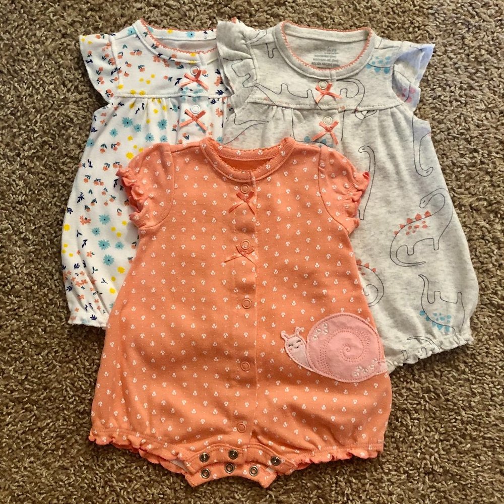 Carter’s Baby Girls’ Snap-Up Romper, 3-pk, Newborn